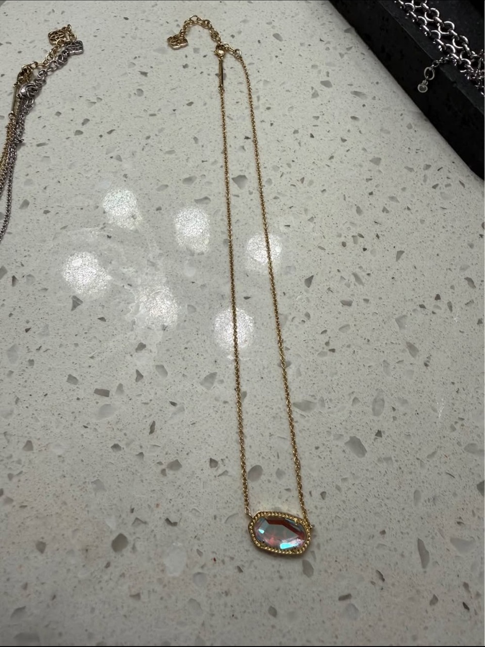 Kendra Scott Gold Necklace with Iridescent Multi-Color Stone